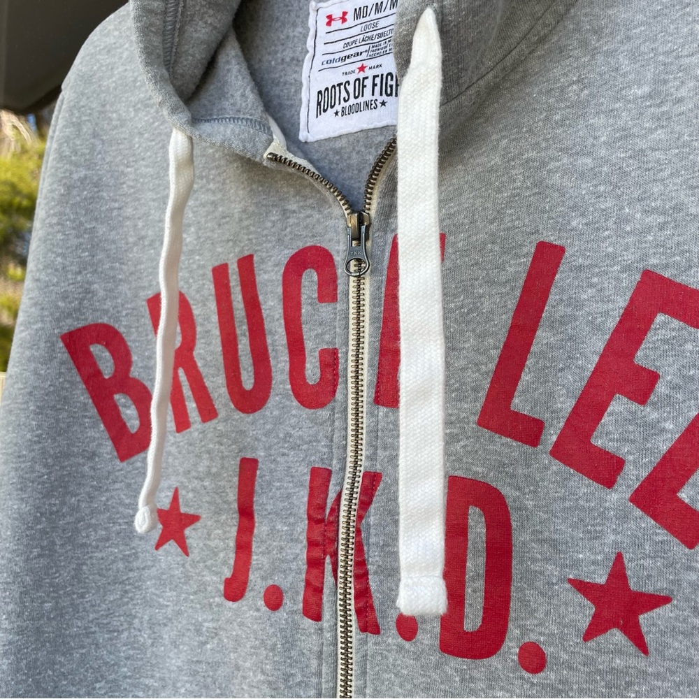Under Armour Gray Full-Zip Hoodie with Red Bruce Lee J.K.D. Graphic - Picture 6 of 15